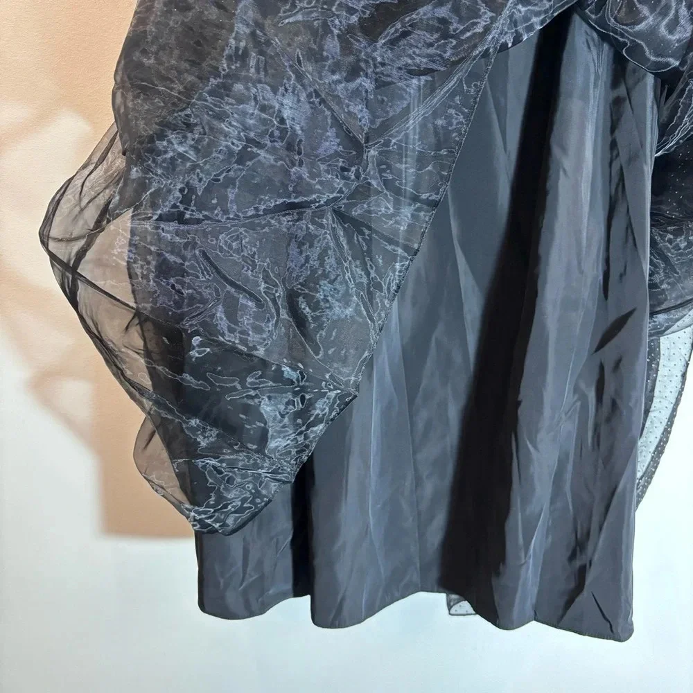 EVER NEW Sz 2 Gathered Elastic Waist Sheer Lined Gold  Polka Dot Midi Skirt NEW - Picture 8 of 12